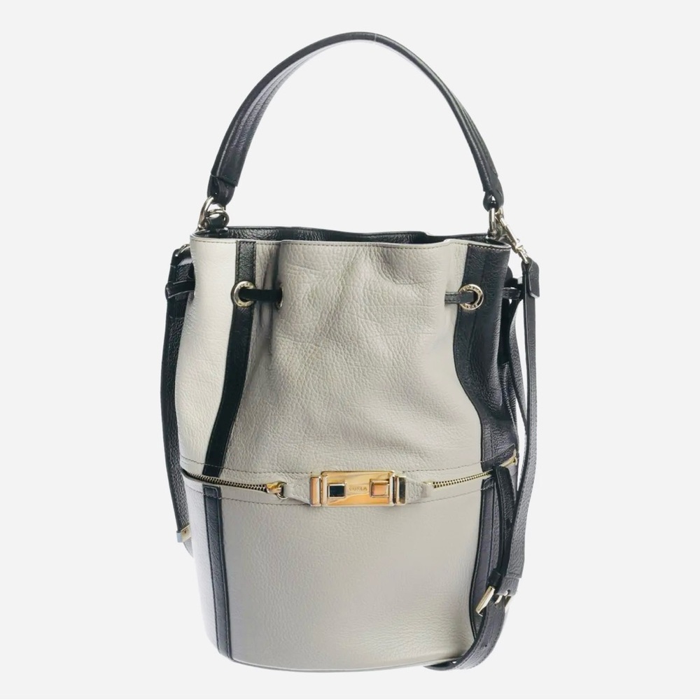 Furla Elegant Black and Cream Bucket Bag